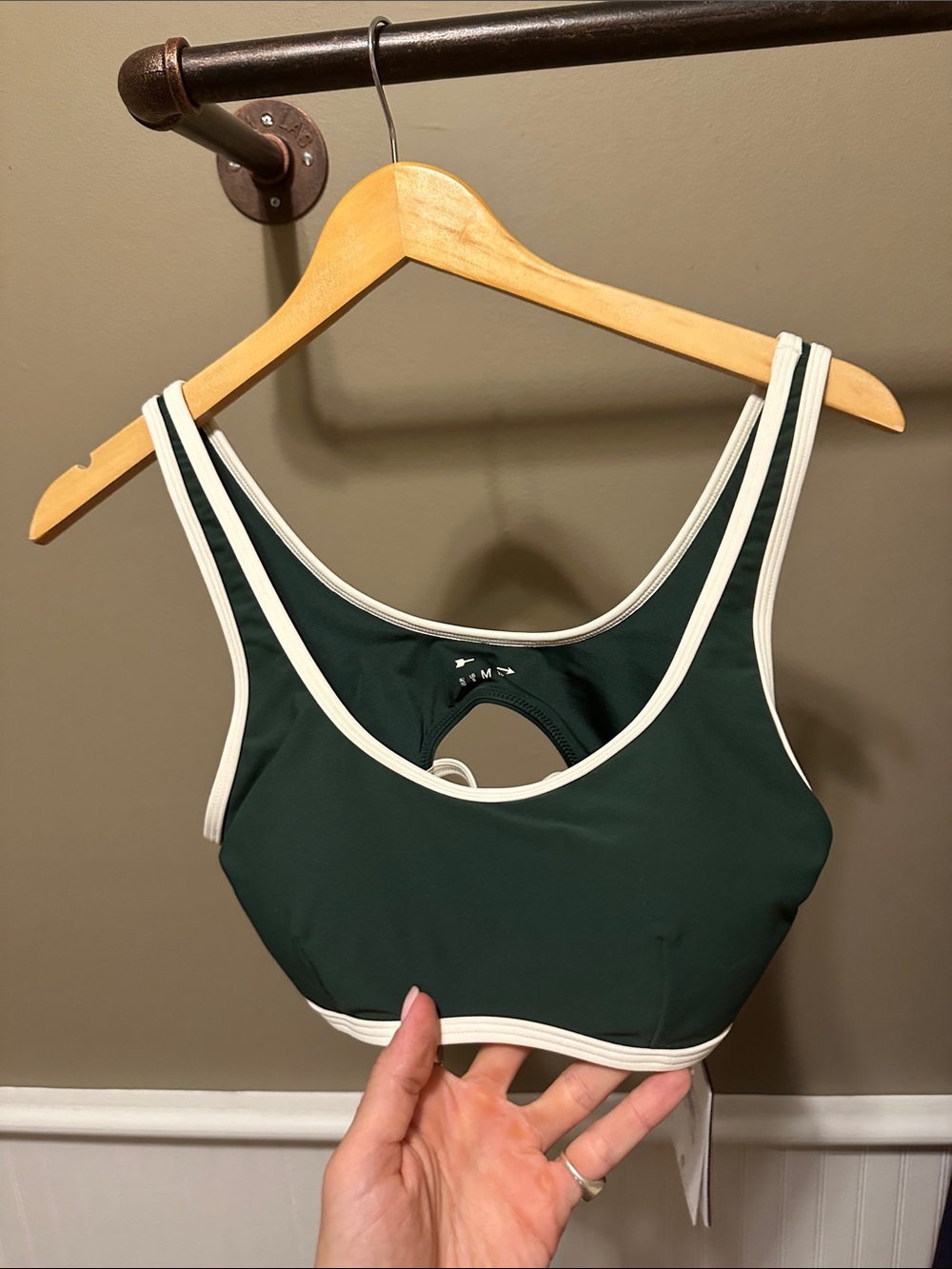 the upside Women's Dark Green Contrast-Trim Sports Bralette